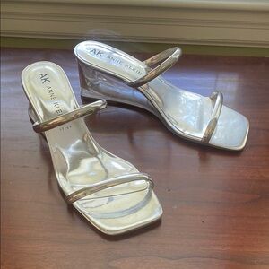 Anne Klein Silver Wedges with Chic Straps